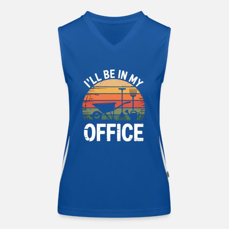 Bin im Garten-Büro Retro Sunset Funktionelles Kontrast-Tank Top für Frauen
