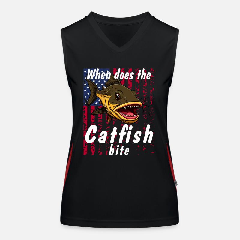 When does the catfish bite Funktionelles Kontrast-Tank Top für Frauen