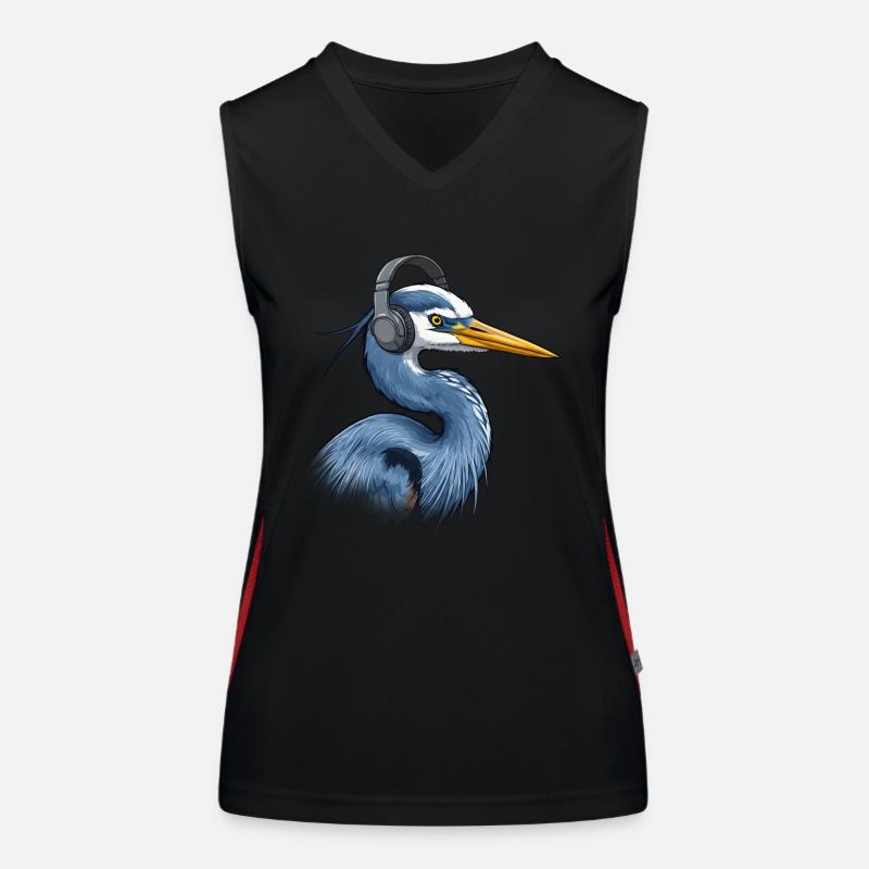 Reiher mit Kopfhörer Funktionelles Kontrast-Tank Top für Frauen