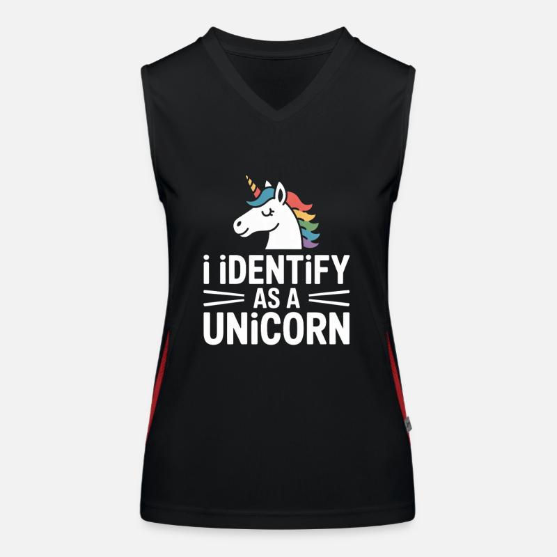 Ich identifiziere mich als Einhorn Design Funktionelles Kontrast-Tank Top für Frauen