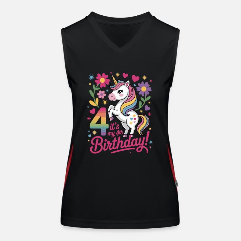 Licorne unique, c’est le motif de mon 4e anniversaire Débardeur respirant contrasté Femme