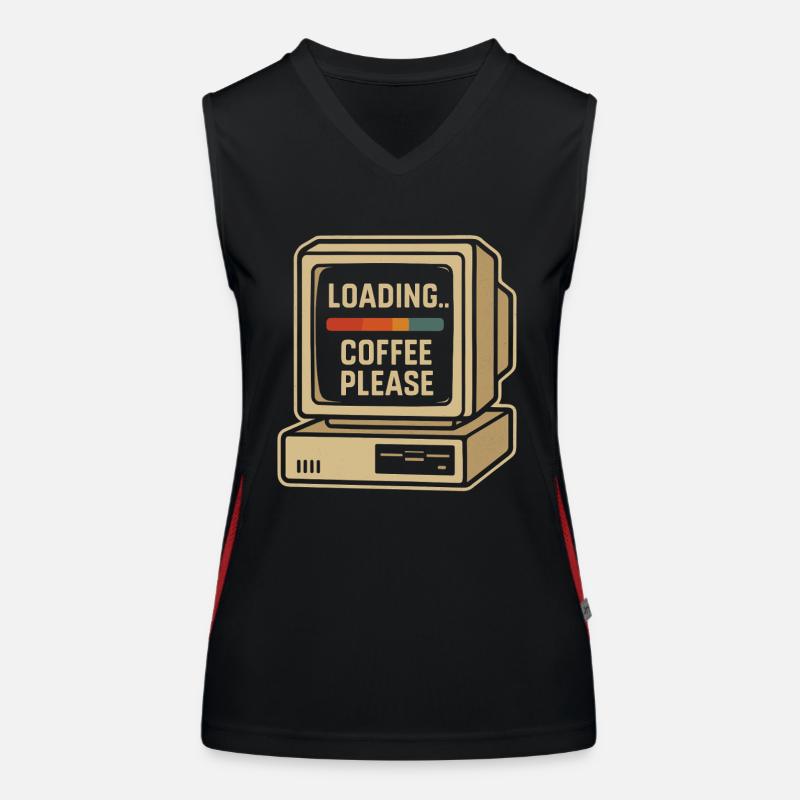 Loading Coffee Please Retro Computer Women's Functional Contrast Tank Top