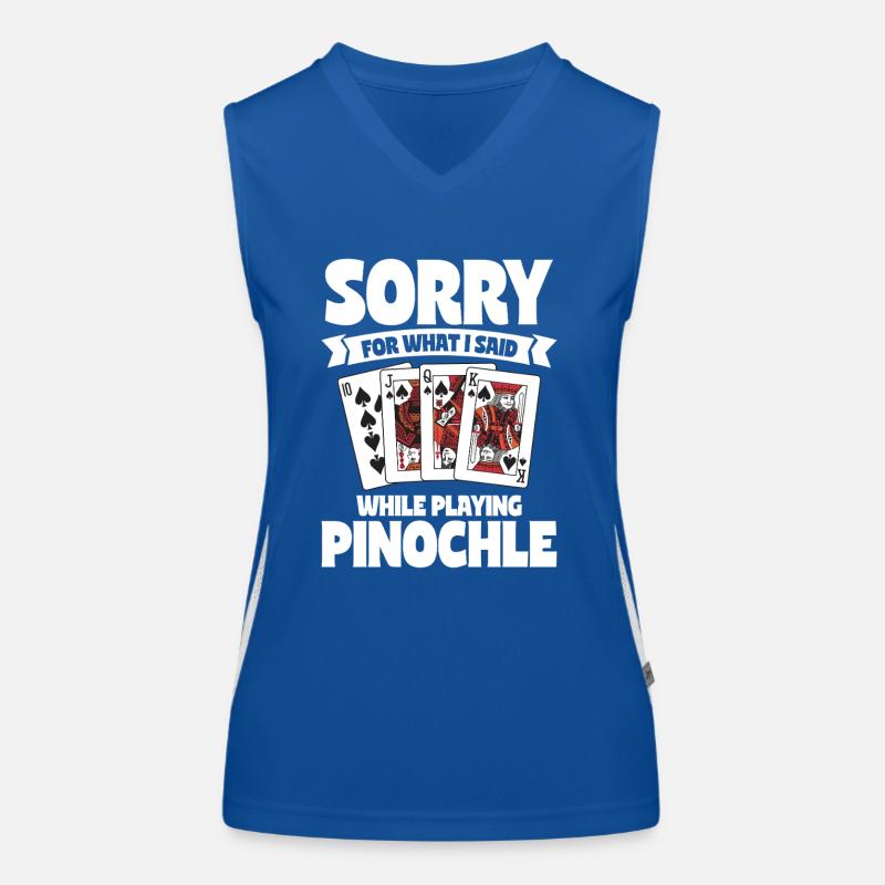 Sorry For What I Said While Playing Pinochle Funktionelles Kontrast-Tank Top für Frauen