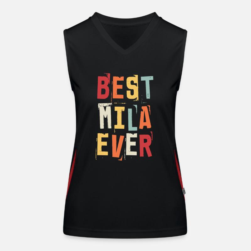 Best Mila Ever Retro First Name Text Saying Women's Functional Contrast Tank Top