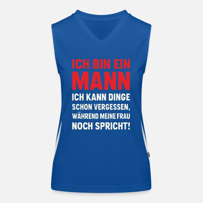 Ich bin ein Mann – lustiger Ehe-Spruch Funktionelles Kontrast-Tank Top für Frauen