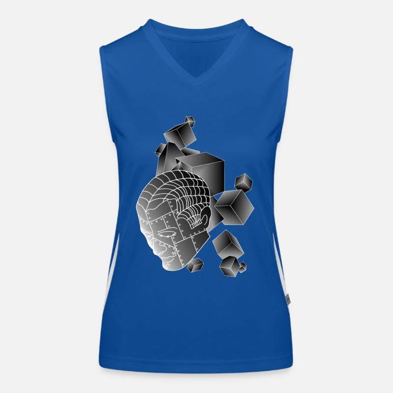 Robot with cube dark grey Women's Functional Contrast Tank Top