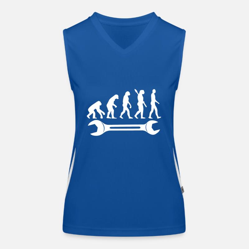 Evolution T-Shirt Mechanic Spanner Tool Women's Functional Contrast Tank Top