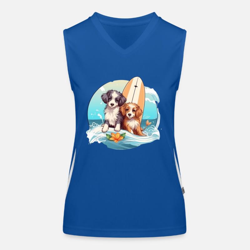 Zwei Surfhunde Funktionelles Kontrast-Tank Top für Frauen