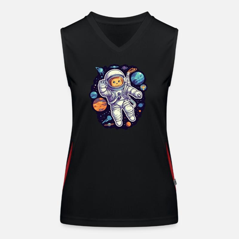 Katze Space Astronaut Funktionelles Kontrast-Tank Top für Frauen