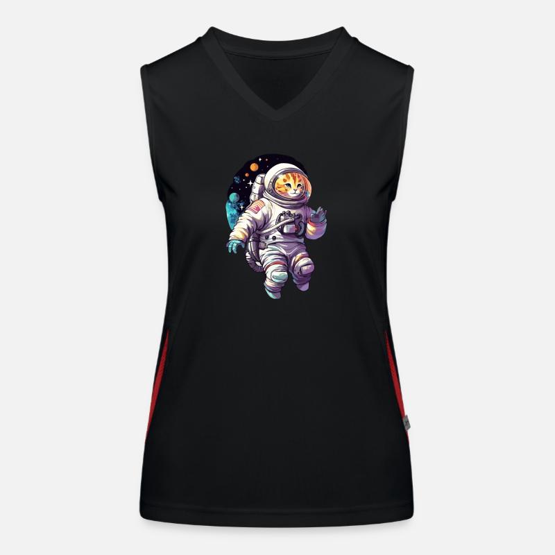 Katze Space Astronaut Funktionelles Kontrast-Tank Top für Frauen