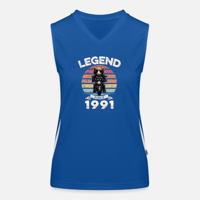 1991 Geburtstag Legend since sunset Teddy Funktionelles Kontrast-Tank Top für Frauen