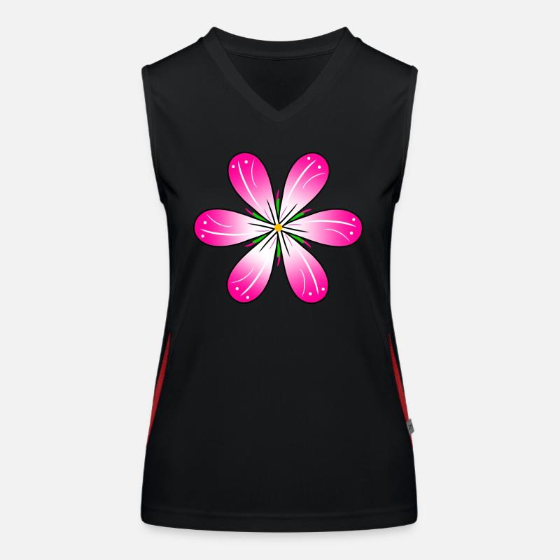 pinke Blüte Blumenmuster Blumenranke Blumenwiese Funktionelles Kontrast-Tank Top für Frauen