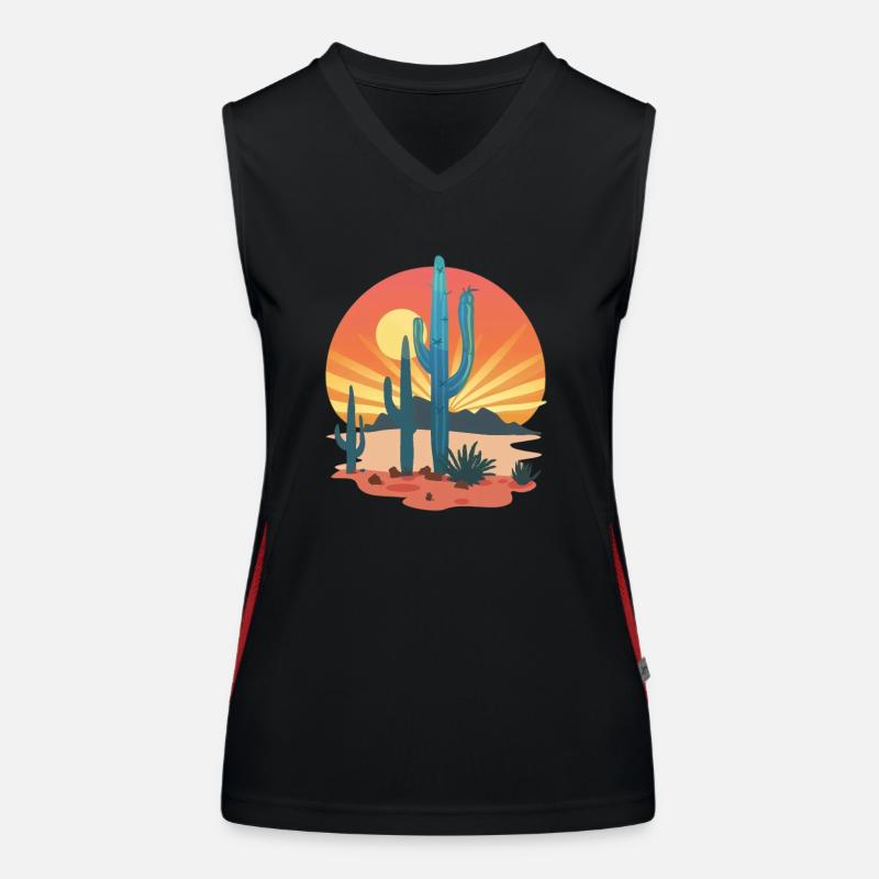 Sunset Cactus Desert Landscape Women's Functional Contrast Tank Top