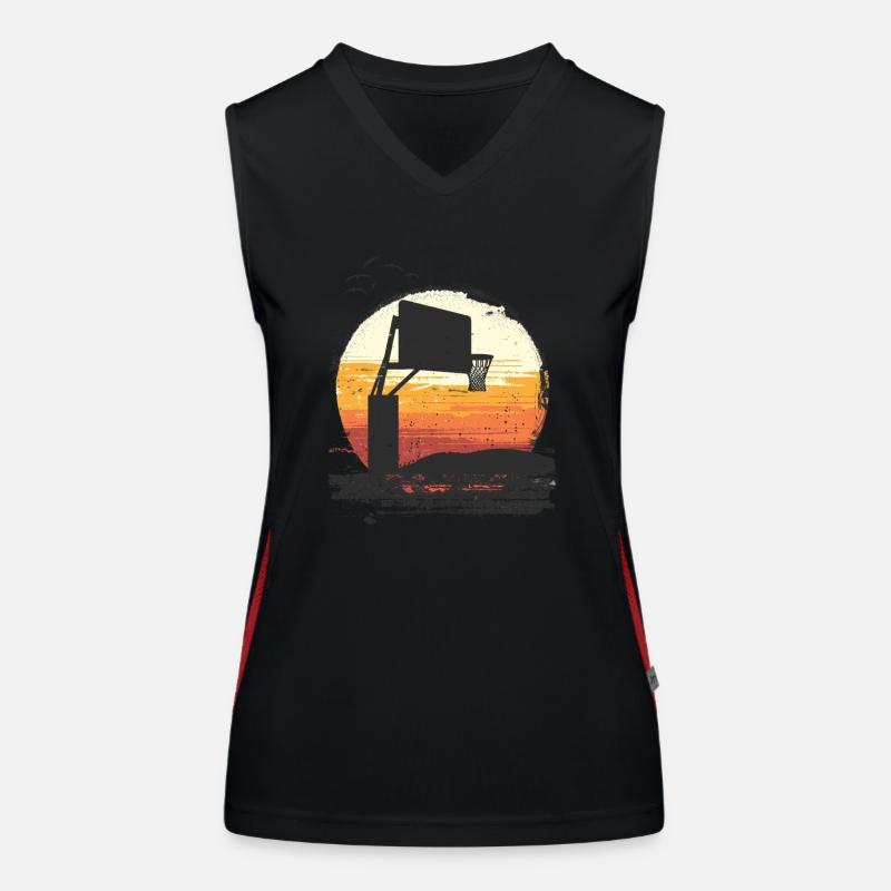 Scène de basket-ball de lancer de panier de lever de soleil Débardeur respirant contrasté Femme