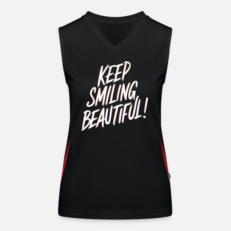 Keep Smiling Beautiful Positive Affirmation Funktionelles Kontrast-Tank Top für Frauen