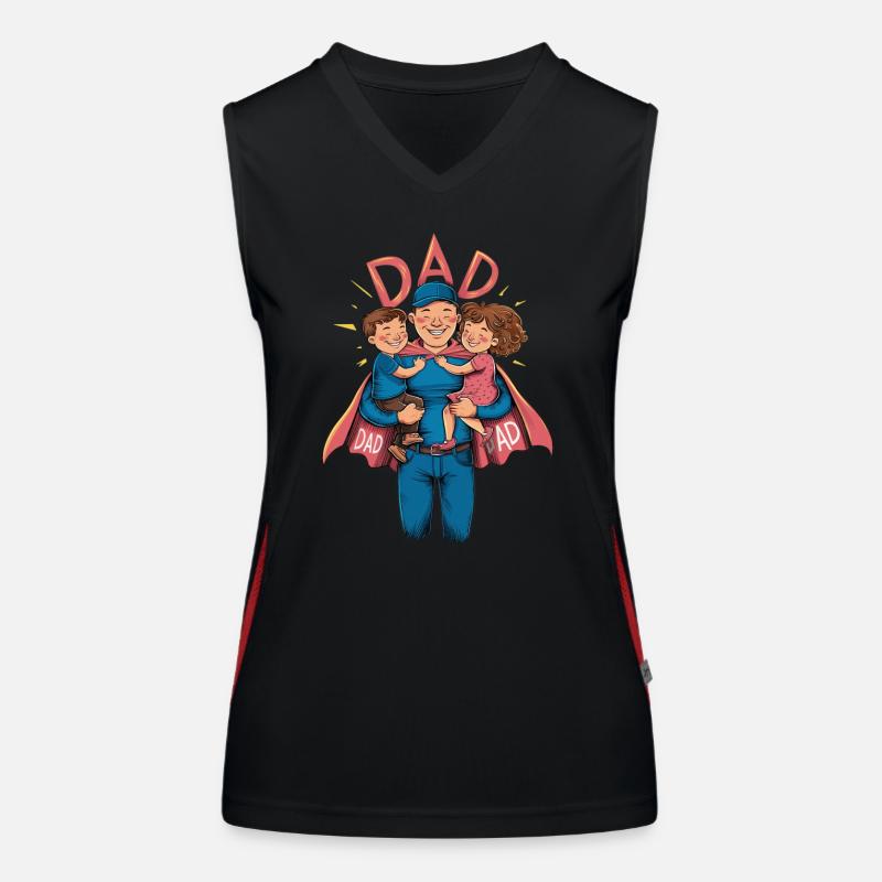 Superheld Papa Mit Stolzen Kindern Funktionelles Kontrast-Tank Top für Frauen