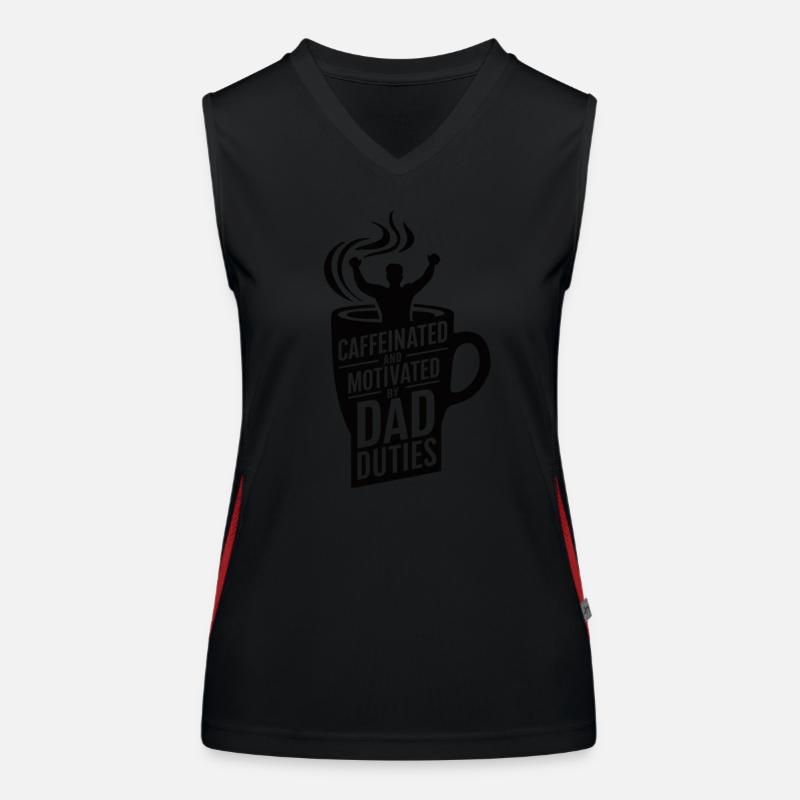 Caffeinated And Motivated By Dad Duties Funktionelles Kontrast-Tank Top für Frauen