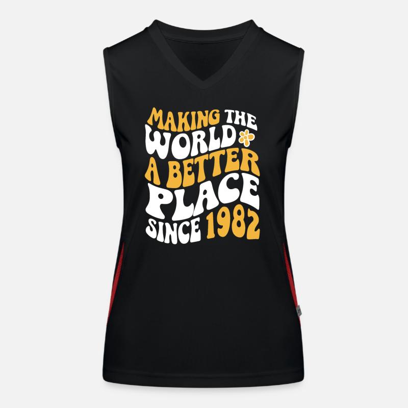 1982 Geburtstag Vintage Hippie Groovy Funktionelles Kontrast-Tank Top für Frauen