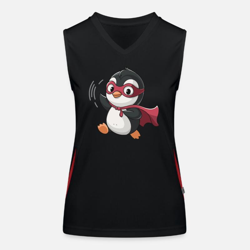 Mignon pingouin super-héros avec cape Débardeur respirant contrasté Femme