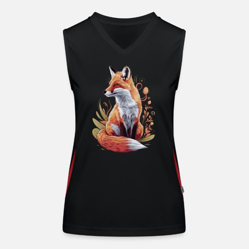 Fox Artistic Design Flowers Women's Functional Contrast Tank Top