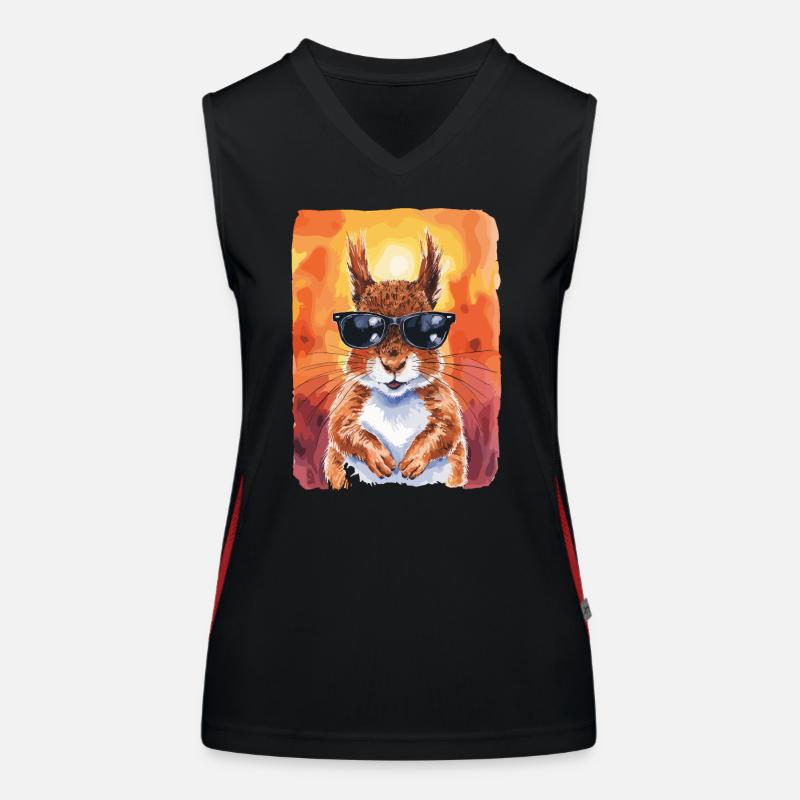 Cooles Eichhörnchen Mit Sonnenbrille Funktionelles Kontrast-Tank Top für Frauen