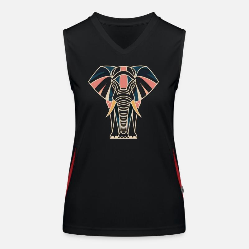 Retro Style Geometric Elephant Women's Functional Contrast Tank Top