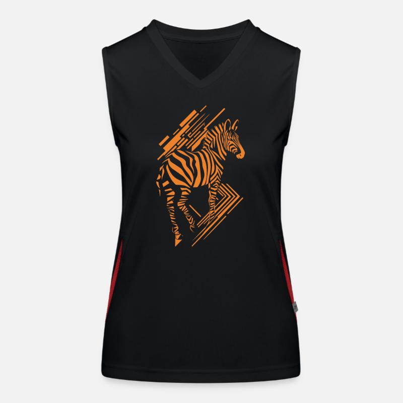 Modern zebra pattern in orange Women's Functional Contrast Tank Top