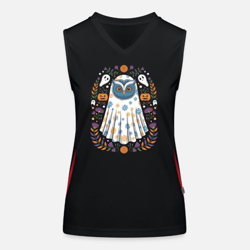 Halloween owl dressed up with ghosts and Women's Functional Contrast Tank Top
