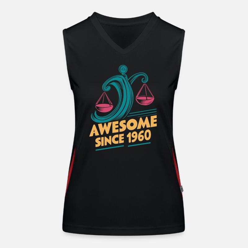 Libra Zodiac Geburtstag Awesome Since 1960 Funktionelles Kontrast-Tank Top für Frauen