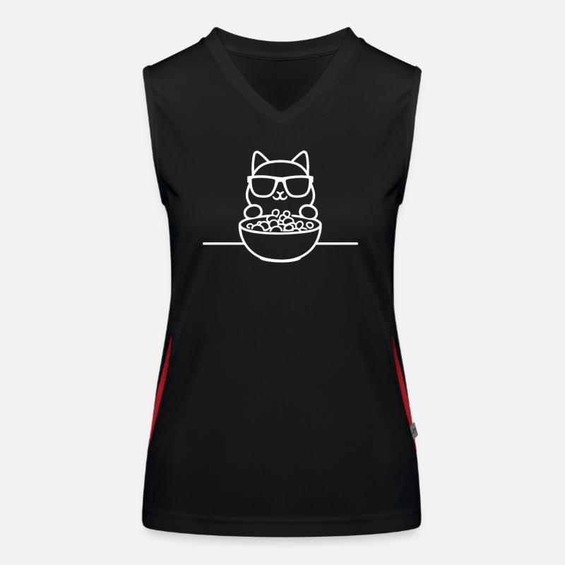 Cat with sunglasses and cereal Women's Functional Contrast Tank Top