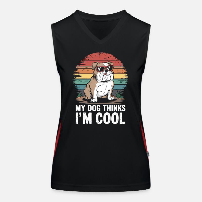 Bulldog my dog thinks I'm cool Women's Functional Contrast Tank Top