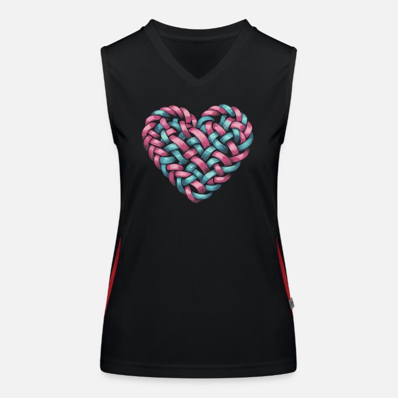 Cable Knit Heart Shape Heart Women's Functional Contrast Tank Top