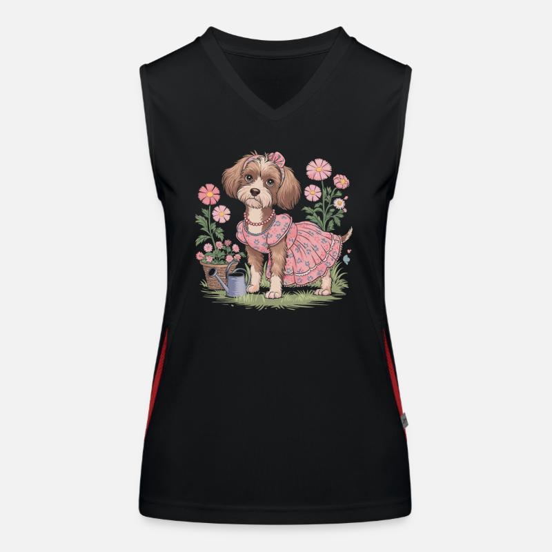 Chien Cottagecore avec fleurs et robe Débardeur respirant contrasté Femme