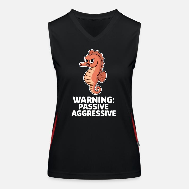 Warning: Passive Aggressive Seahorse Women's Functional Contrast Tank Top