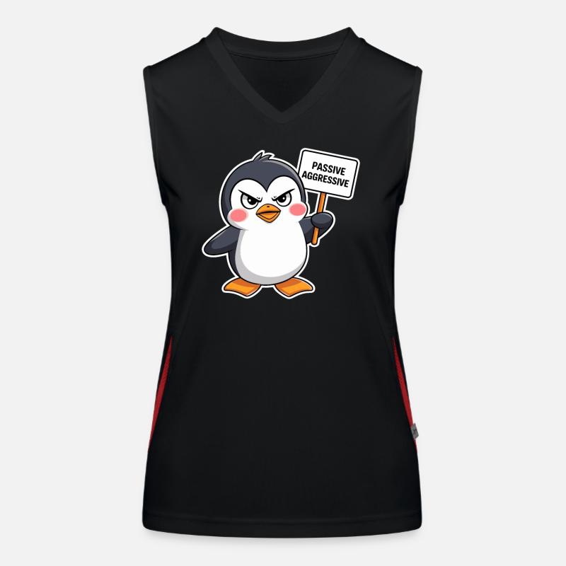 Passive Aggressive Penguin with Shield Women's Functional Contrast Tank Top