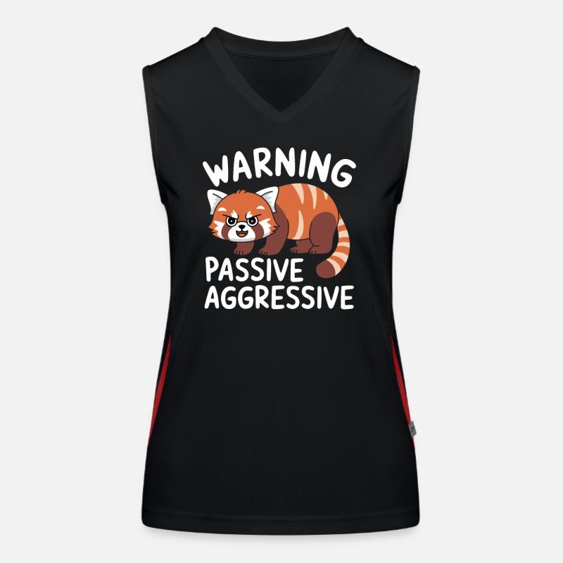Warning Passive Aggressive Funny Red Panda Women's Functional Contrast Tank Top