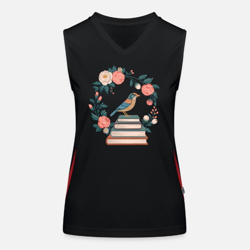 Cottagecore Vogel Und Blumen Bücherstapel Funktionelles Kontrast-Tank Top für Frauen