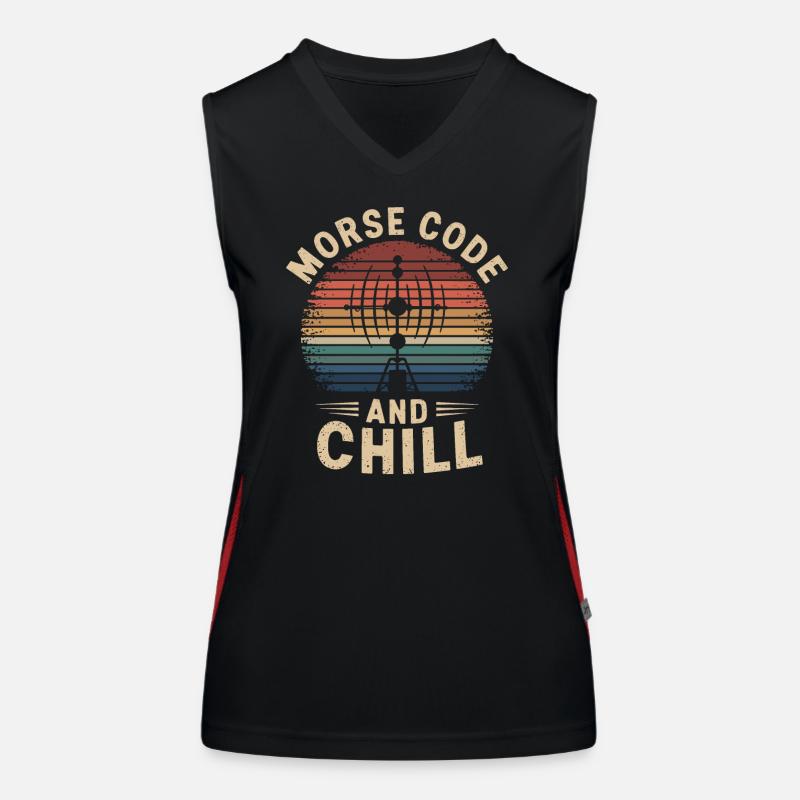 Amateurfunker Ham Radio Morse Code And Chill Funktionelles Kontrast-Tank Top für Frauen