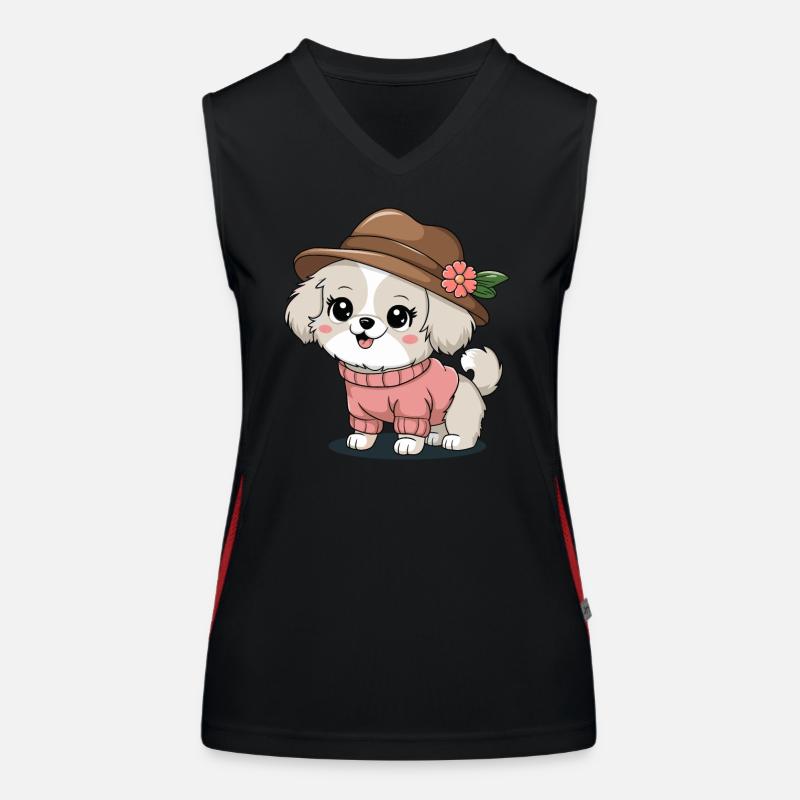 Süßer Hund Mit Hut Und Pullover Funktionelles Kontrast-Tank Top für Frauen