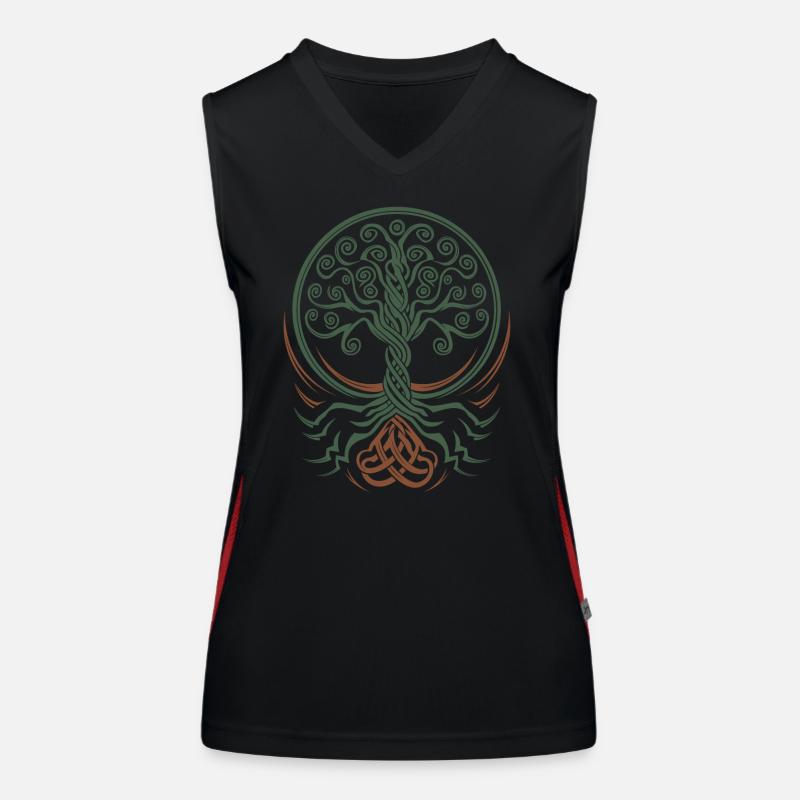 Neo-Celtic Tree of Life with Interwoven Roots Women's Functional Contrast Tank Top