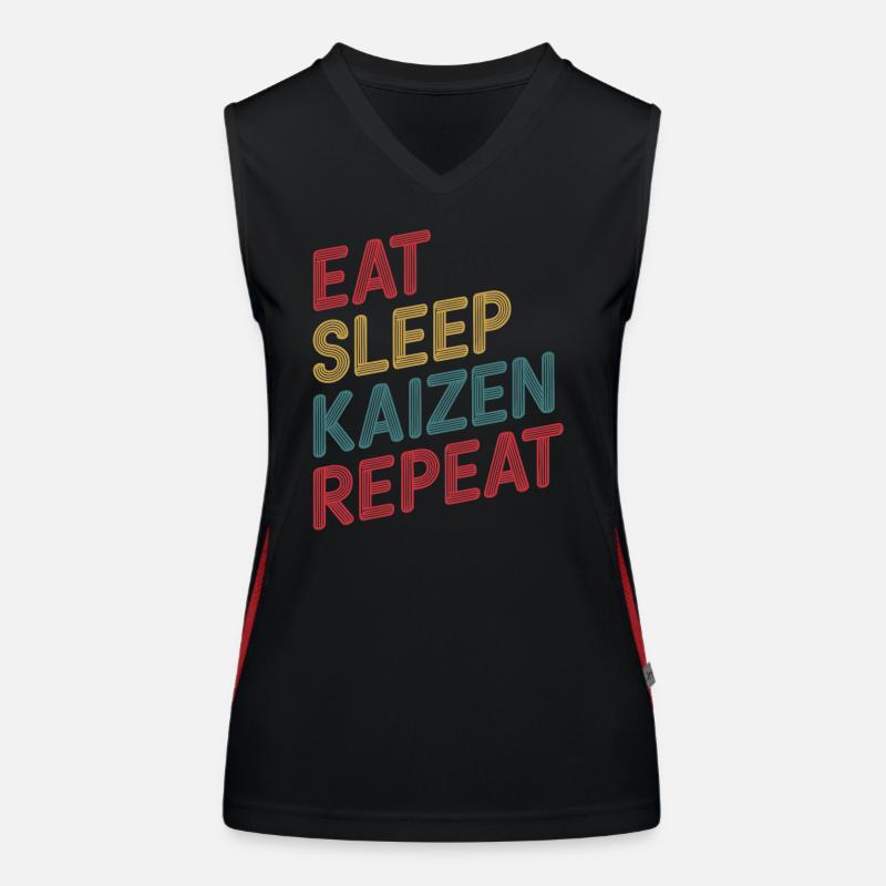 Eat Sleep Kaizen Repeat Improvement Women's Functional Contrast Tank Top