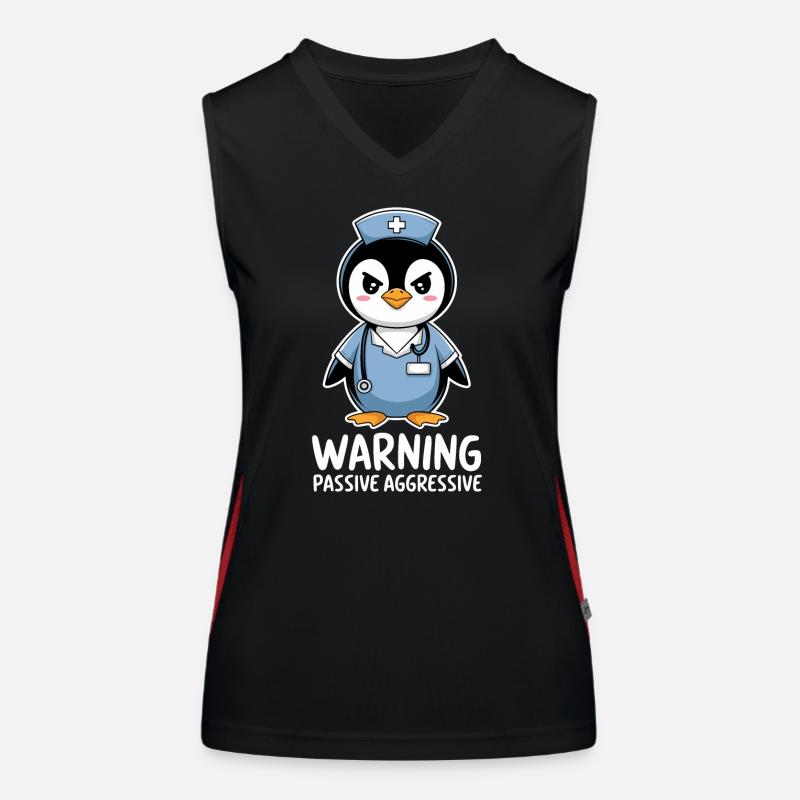 Warning Passive Aggressive Penguin Women's Functional Contrast Tank Top