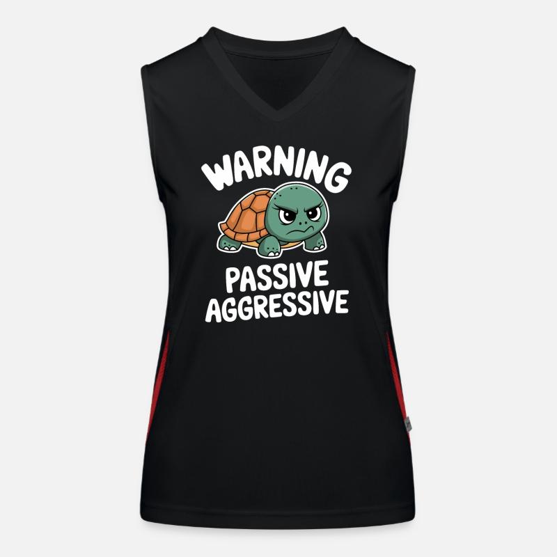 Warning Passive Aggressive Turtle Women's Functional Contrast Tank Top