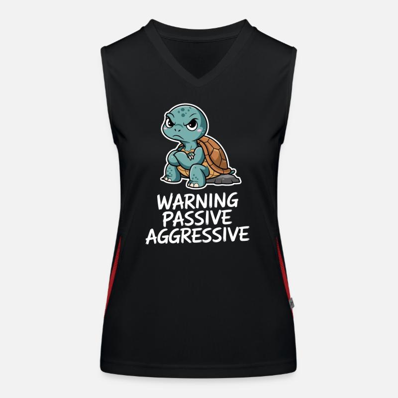 Warning Passive Aggressive Turtle Women's Functional Contrast Tank Top