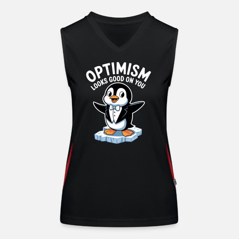 Optimismus Steht Dir Gut Pinguin Funktionelles Kontrast-Tank Top für Frauen