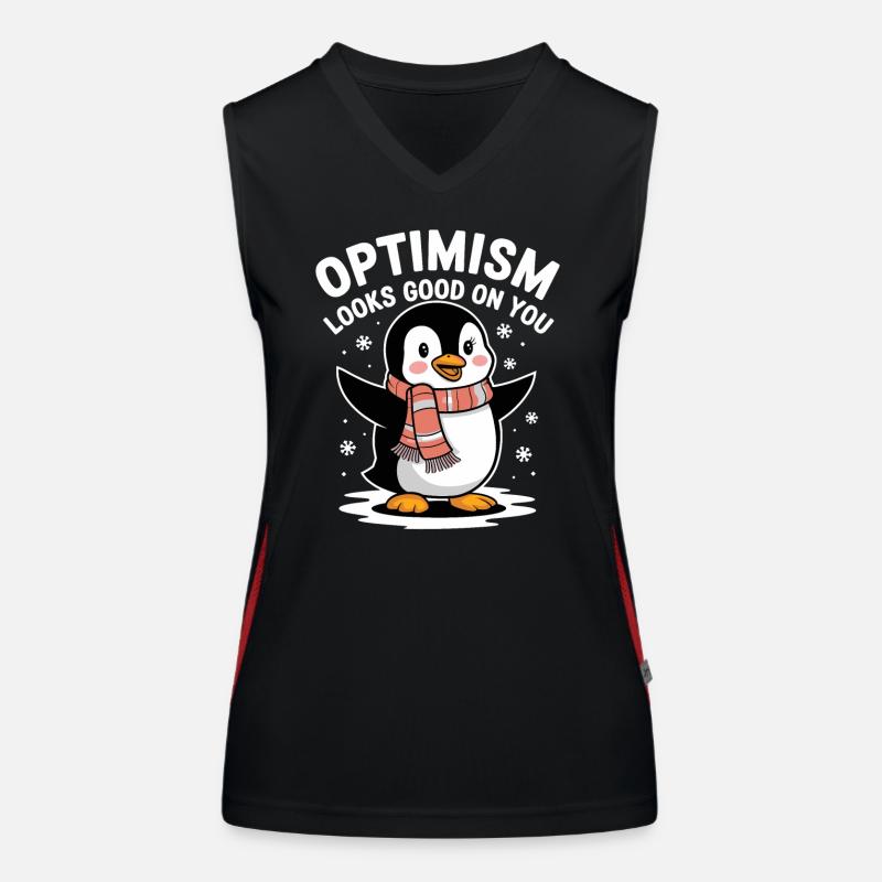Optimismus Steht Dir Gut Pinguin Winter Funktionelles Kontrast-Tank Top für Frauen