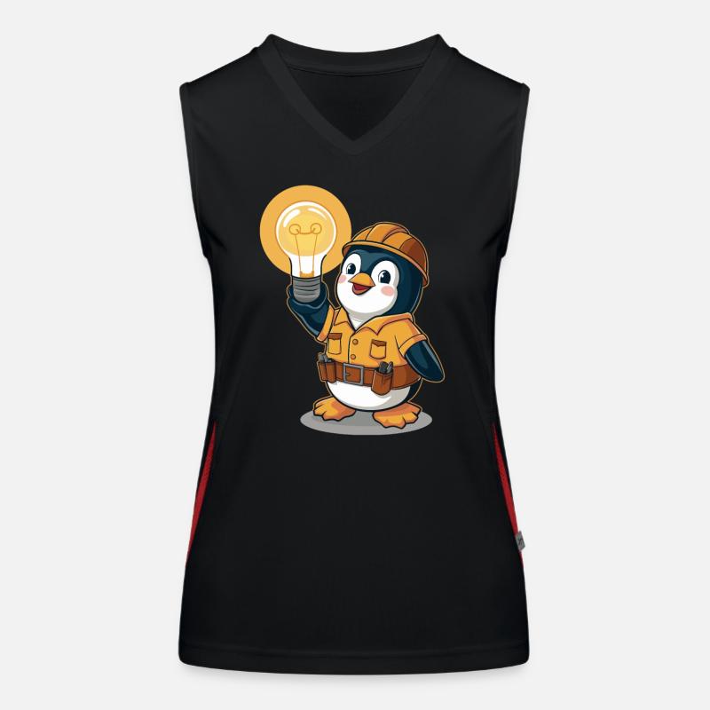 Pinguin Elektriker Mit Glühbirne Funktionelles Kontrast-Tank Top für Frauen