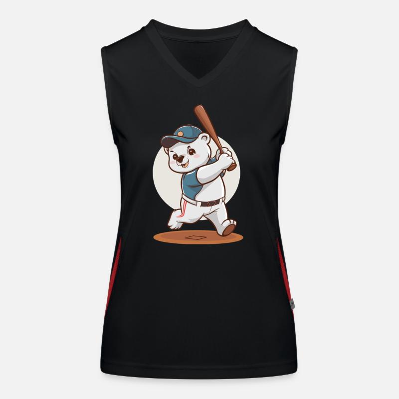 Cute Baseball Bear Drawing Women's Functional Contrast Tank Top
