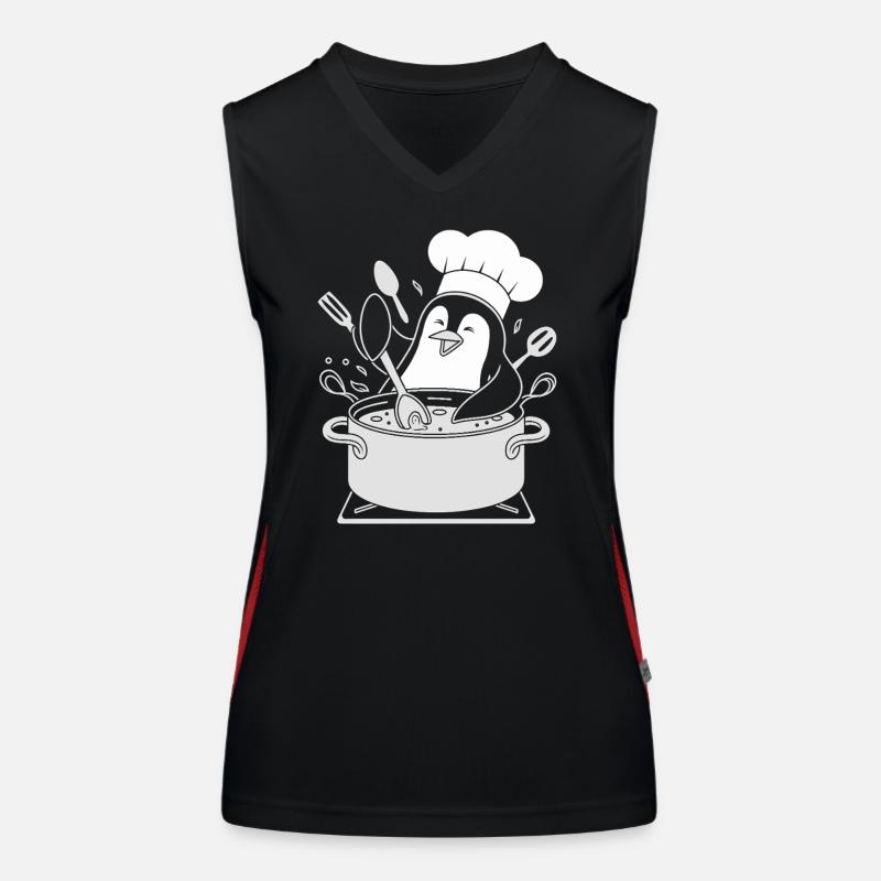 Cuisine Pingouin Chef Hat Fun Débardeur respirant contrasté Femme