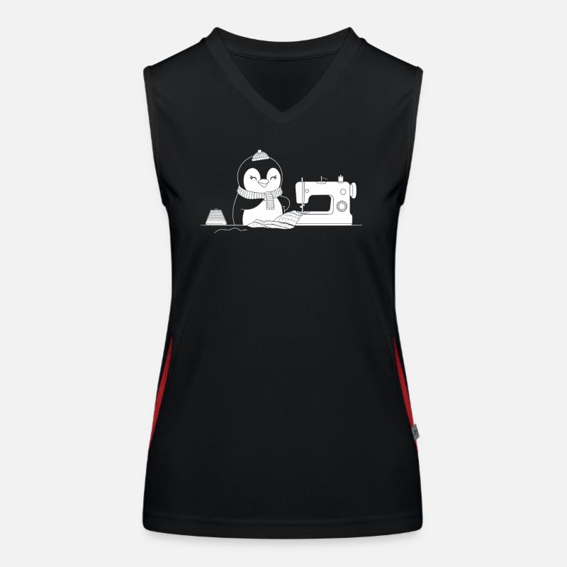 Pingouin mignon cousant avec amour Débardeur respirant contrasté Femme